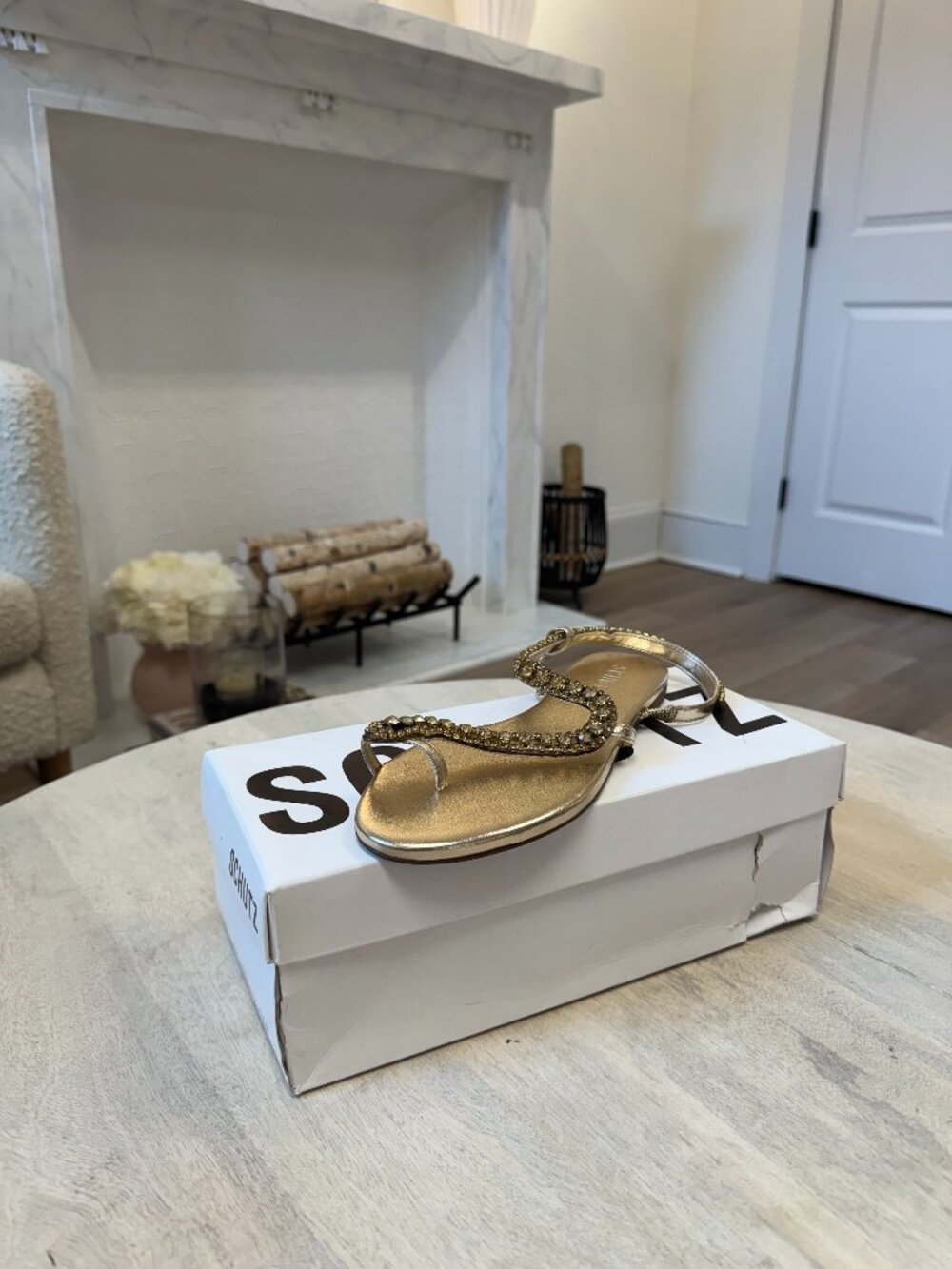 Gold Snake Schutz Flats